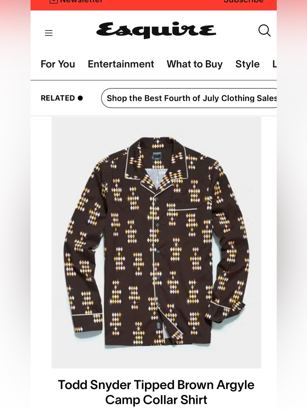 Todd Snyder Men's Brown Printed Button-Up Shirt with Geometric Dot Pattern